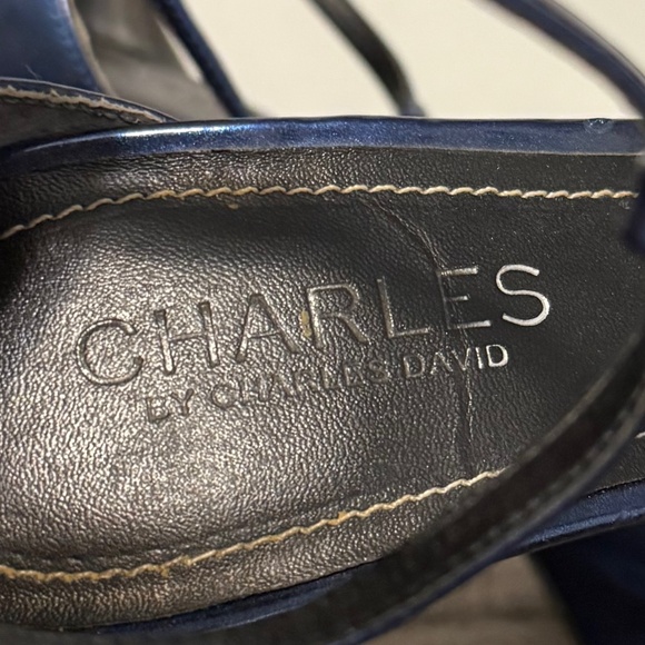 Navy Peep Toe Stilettos - Picture 4 of 8